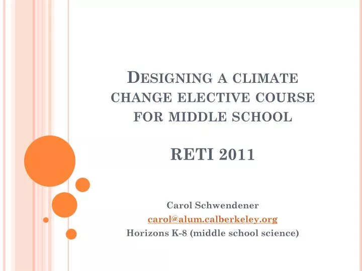 designing a climate change elective course for middle school reti 2011