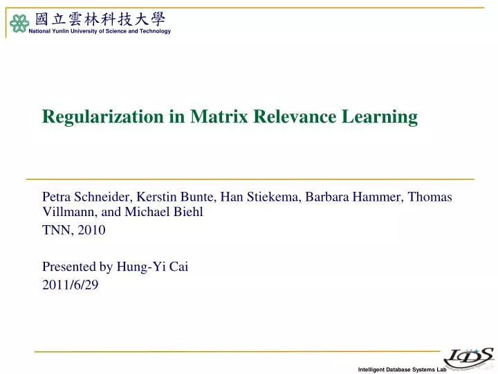regularization in matrix relevance learning