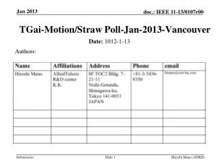 TGai -Motion /Straw Poll-Jan-2013-Vancouver
