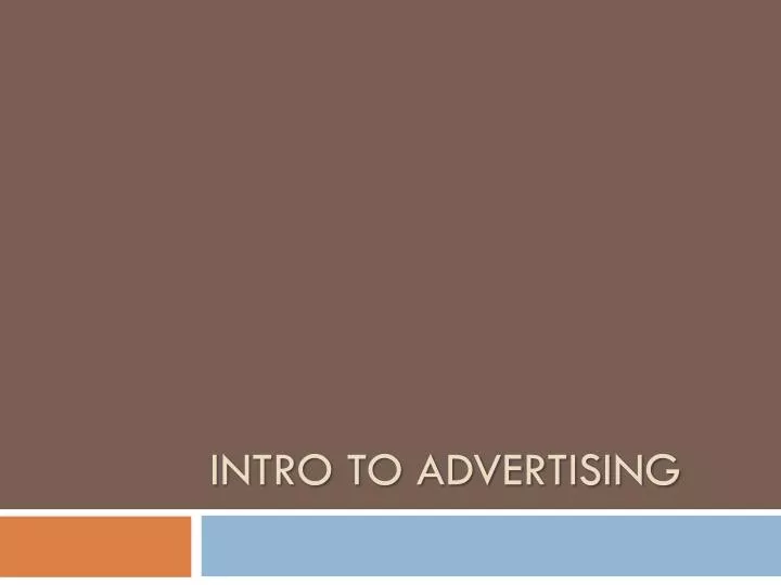 intro to advertising