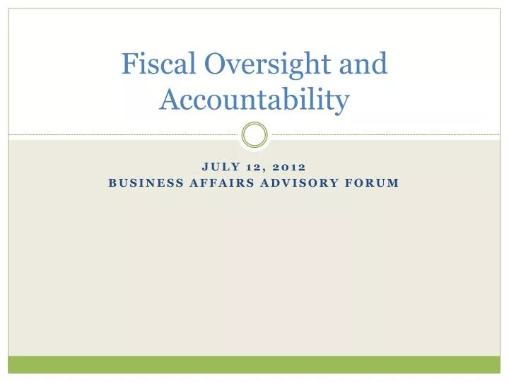 fiscal oversight and accountability