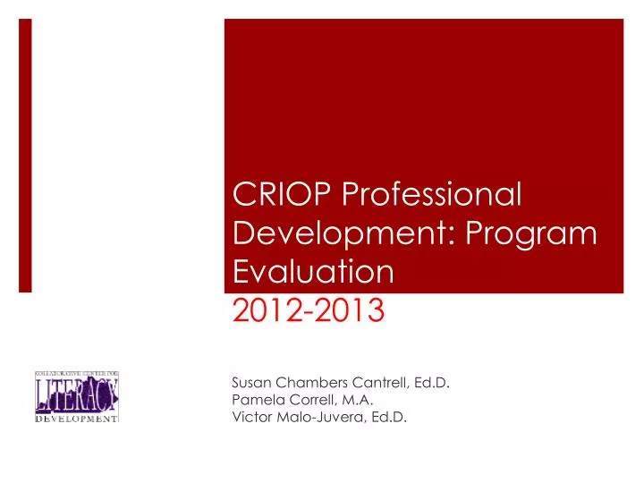 criop professional development program evaluation 2012 2013 evaluatio