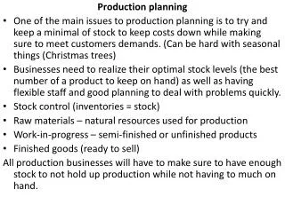 Production planning