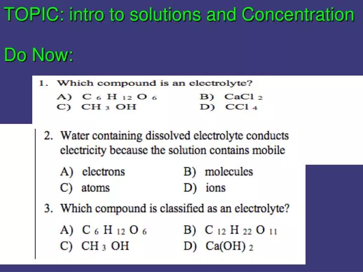 topic intro to solutions and concentration do now