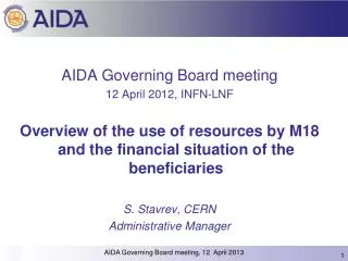 AIDA Governing Board meeting 12 April 2012, INFN-LNF