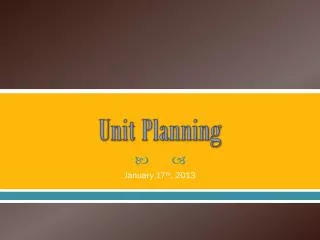 Unit Planning