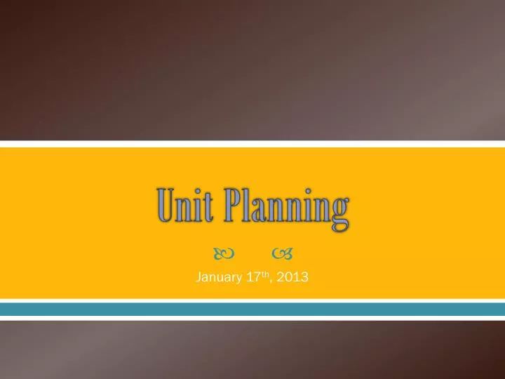 unit planning