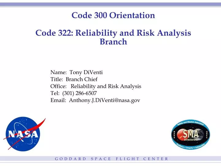 code 300 orientation code 322 reliability and risk analysis branch