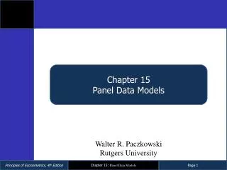 Chapter 15 Panel Data Models