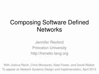 Composing Software Defined Networks