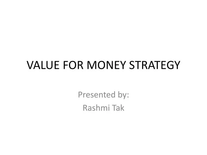 value for money strategy
