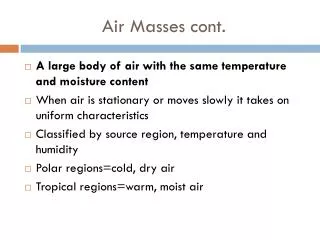 Air Masses cont.