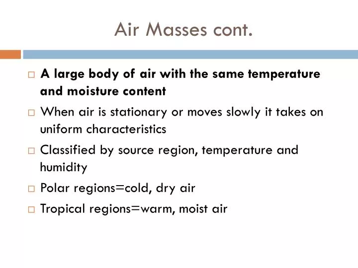 air masses cont