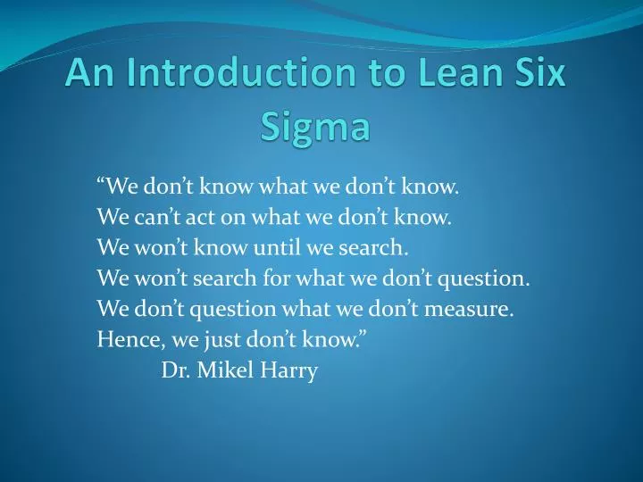 an introduction to lean six sigma