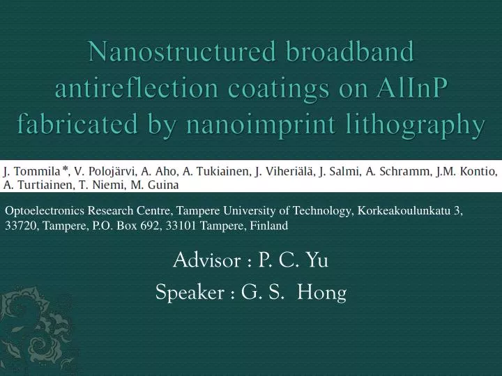 nanostructured broadband antireflection coatings on alinp fabricated by nanoimprint lithography