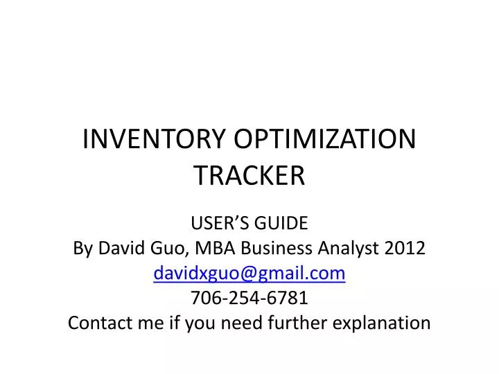 inventory optimization tracker