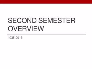 Second Semester Overview