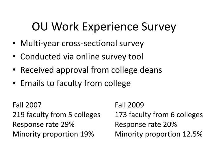 ou work experience survey