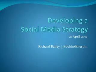 Developing a Social Media Strategy