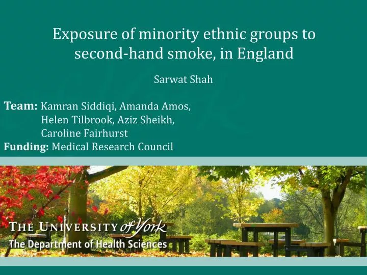 exposure of minority ethnic groups to second hand smoke in england