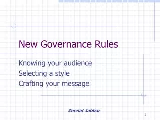 New Governance Rules
