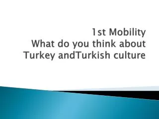 1st Mobility What do you think about Turkey andTurkish culture
