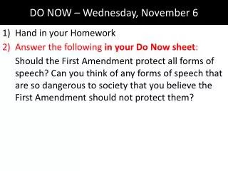 do now wednesday november 6