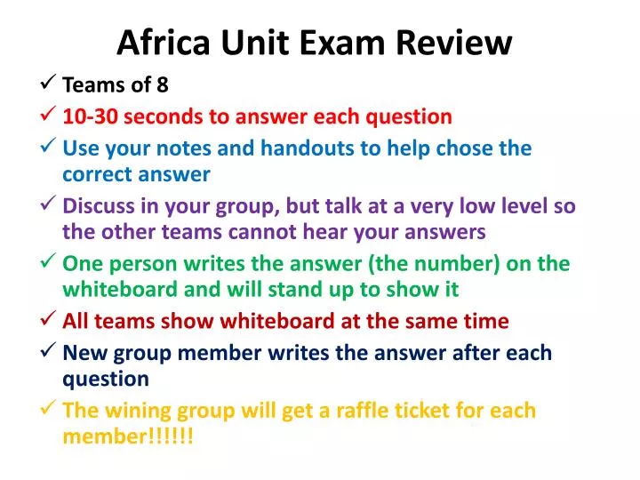 africa unit exam review