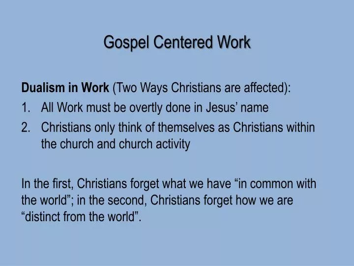 gospel centered work
