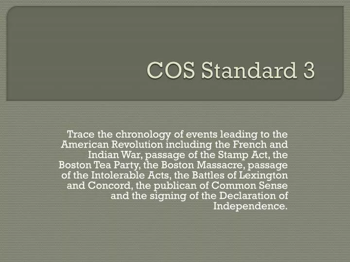 cos standard 3