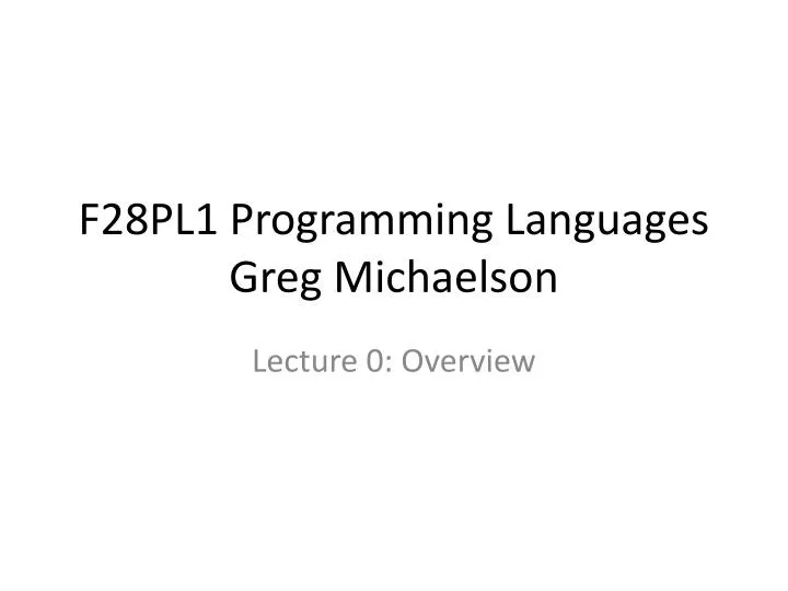 f28pl1 programming languages greg michaelson