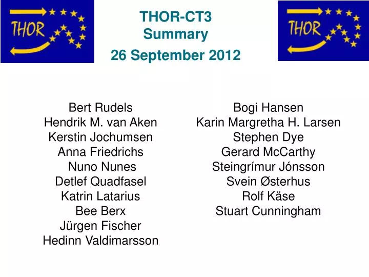 thor ct3 summary 26 september 2012
