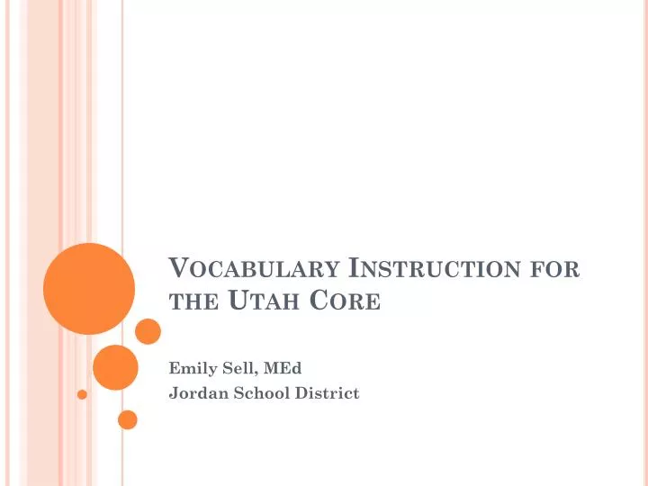 vocabulary instruction for the utah core