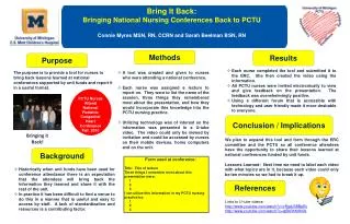 Bring It Back: Bringing National Nursing Conferences Back to PCTU