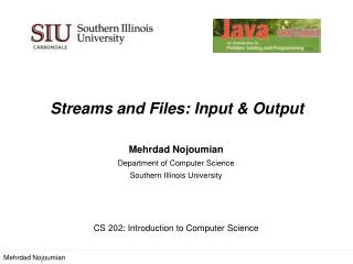 Streams and Files: Input &amp; Output
