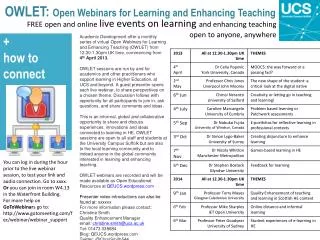 OWLET: Open Webinars for Learning and Enhancing Teaching