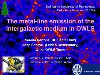 T he metal-line emission of the intergalactic medium in OWLS