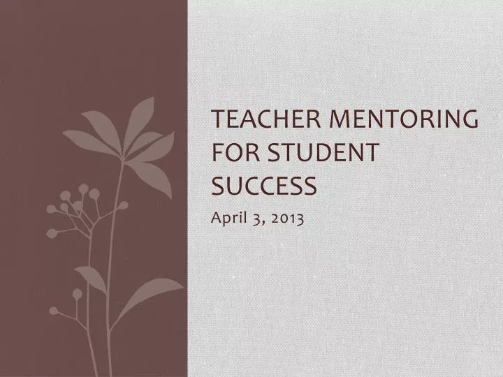 teacher mentoring for student success
