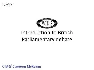 Introduction to British Parliamentary debate