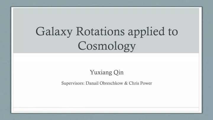 galaxy rotations applied to cosmology