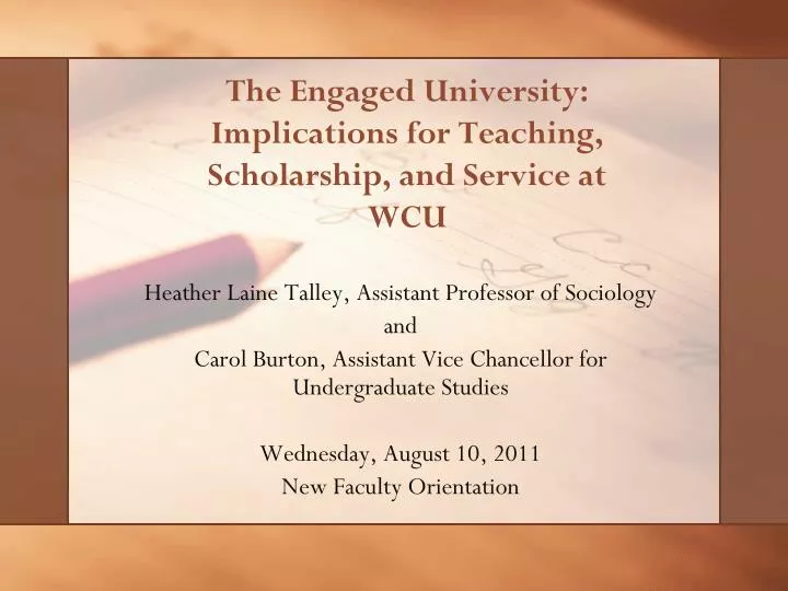 the engaged university implications for teaching scholarship and service at wcu