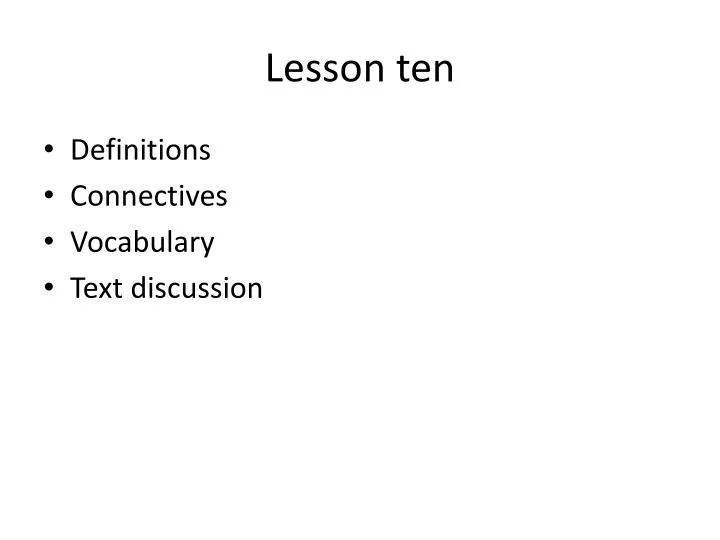 lesson ten