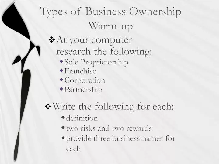 types of business ownership warm up