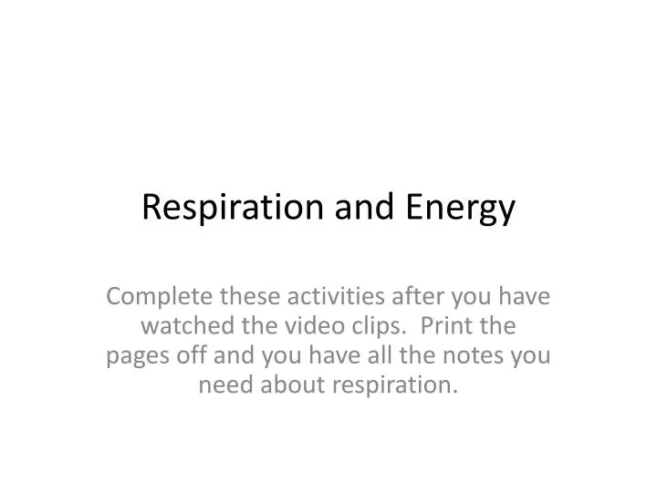 respiration and energy