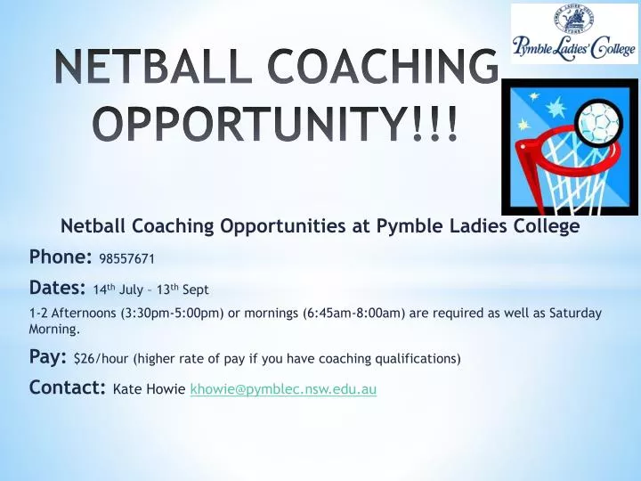 netball coaching opportunity