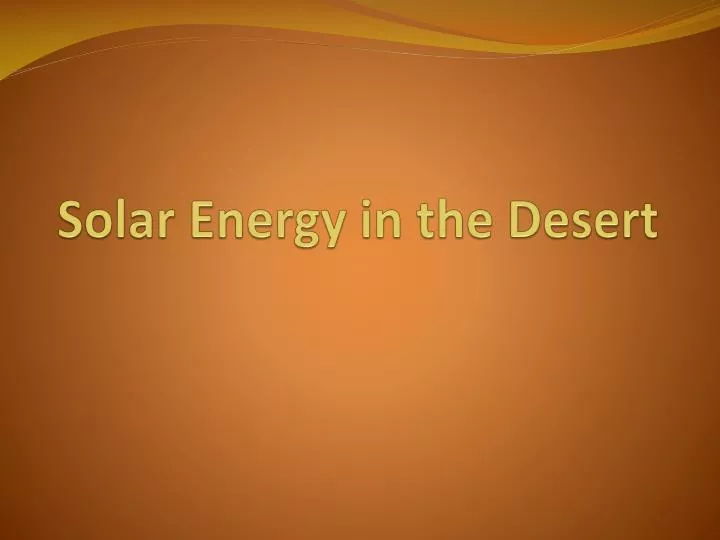 solar energy in the desert