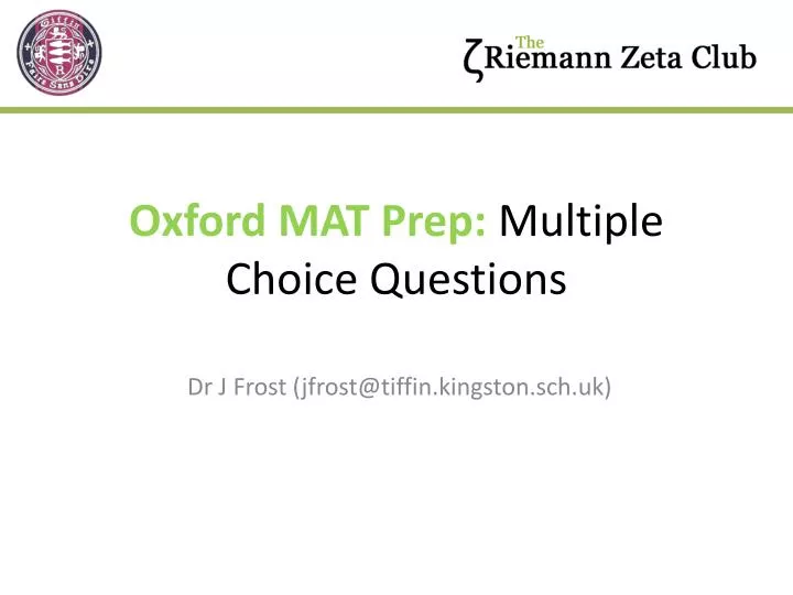 oxford mat prep multiple choice questions