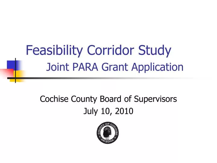 feasibility corridor study joint para grant application