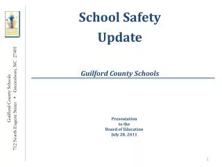 School Safety Update Guilford County Schools