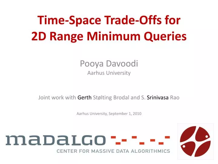 time space trade offs for 2d range minimum queries